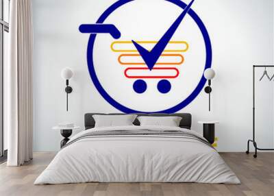 Ecommerce shopping cart vector logo icon Wall mural