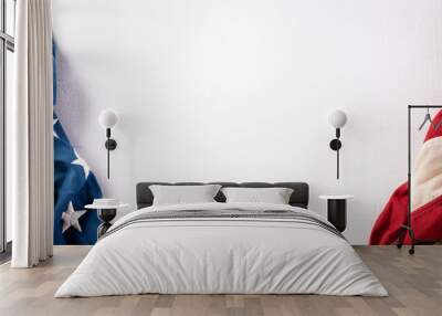 Happy memorial day concept made from american flag on white wooden background. Wall mural