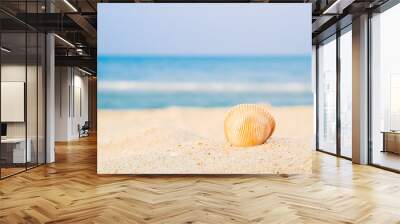 Shell on the beach with  sea backround, Concept of summer traveling Wall mural