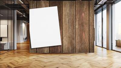 Blank paper on wood table Wall mural