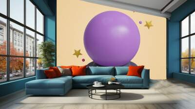 crystal ball 3D vector icon set, on a cream background Wall mural