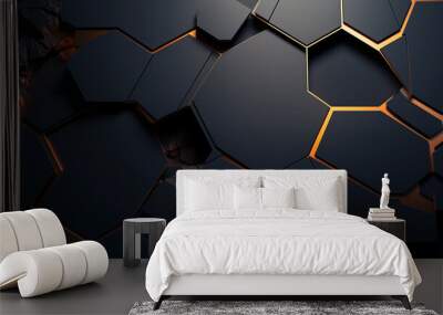 A black and orange background with a lot of black squares. There is space for text. Wall mural