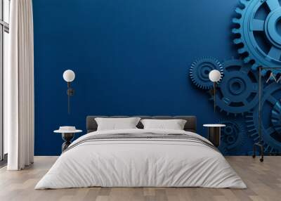 A blue background with a series of gears on it Wall mural