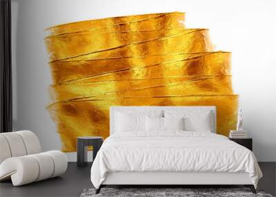 Brush stroke with gold shiny metallic paint.  Metal texture, frame. Wall mural