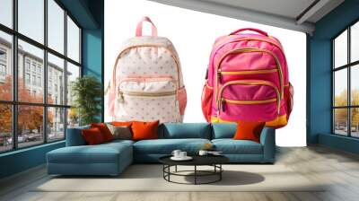 Set School Bags, Four Bright Colorful Backpacks, For Girls, For Boys, back to school, isolated on transparent background Wall mural