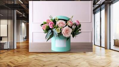 Beautiful bouquet of flowers in a box Wall mural