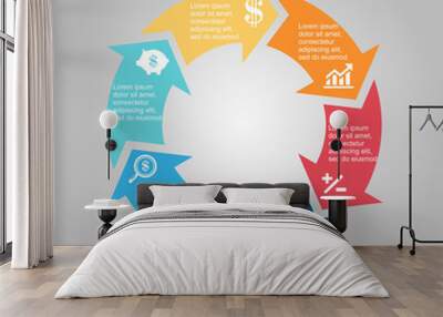 Business Diagram circle 2 3 4 5 6 Wall mural