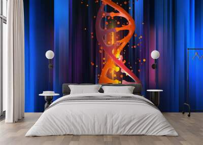 DNA helix, DNA genome. Science research laboratory. Microbiology and nanotechnology in medicine 3D illustration Wall mural