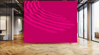 Magenta violet business presentation. Arrows pointer 3D illustration. Directions of intensive development. An array of wavy lines in competition for dominance. Team tactics Wall mural