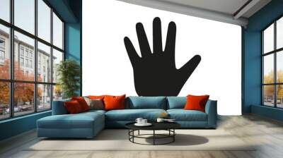 One single empty open human hand palm with fingers splayed and spread wide. Vector silhouette. Wall mural