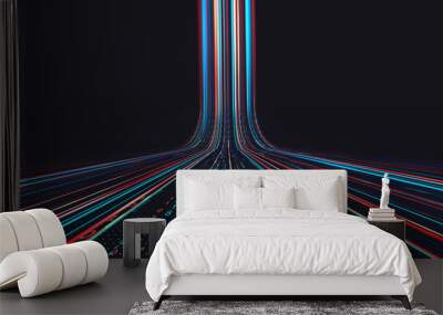 Sci-fi tech cyber futuristic 3D illustration. Abstract data gateway. Protected information flow. Big data loop. Streaming Internet Technologies Wall mural