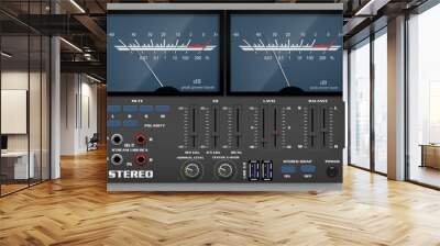 Sound mixer sliders. Interface elements for music programs and applications for dj concept. Player and audio processing, modern technology and digital world. Vector illustration. Wall mural