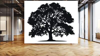 vector hand drawn oak tree silhouette Wall mural