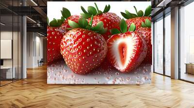 A close-up of fresh strawberries, showcasing their vibrant color and juicy texture. Wall mural