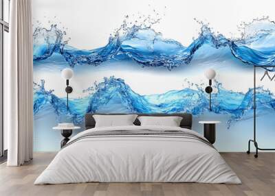 A dynamic representation of water waves, showcasing fluid motion and clarity. Wall mural