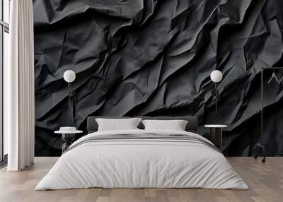 Abstract Black Crumpled Fabric Background Wall mural