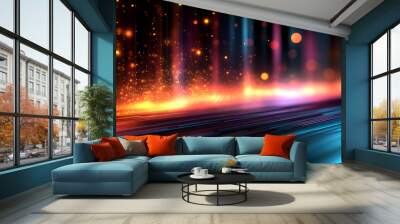 Abstract digital art with vibrant colors and glowing effects, creating a dynamic visual experience. Wall mural