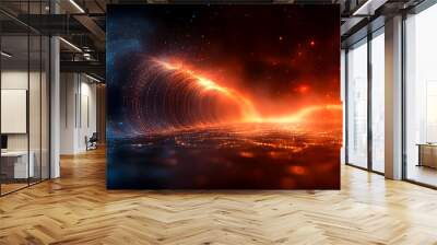 Abstract Light Tunnel with Glowing Particles Wall mural