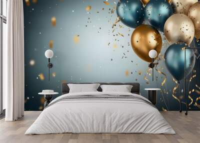 Colorful balloons with confetti, creating a festive atmosphere for celebrations. Wall mural