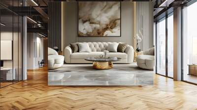 Modern living room with elegant furniture and decor. Wall mural