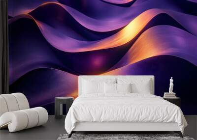 Abstract purple and gold wave pattern background. Wall mural