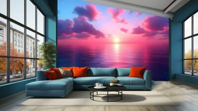 Serene sunset over calm ocean waters with colorful clouds. Wall mural