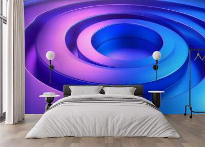 Abstract circular shape with blue and purple gradient. Wall mural