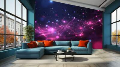 Abstract digital background with glowing lines and particles. Wall mural