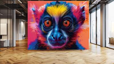 Colorful Monkey Portrait Illustration Wall mural