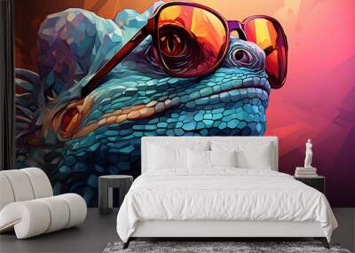 Cool Lizard with Sunglasses Wall mural