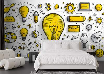 Ideas & Innovation: A Creative Doodle Illustration Wall mural