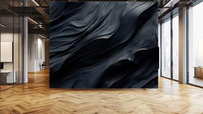 obsidian texture of black and grey marbled fabric on a black background Wall mural