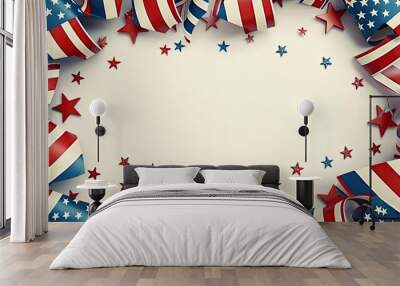 Patriotic American Flag and Stars Background Illustration Wall mural