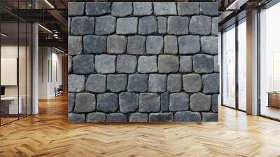 permeable paving texture featuring gray bricks and square stones arranged in a row Wall mural