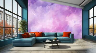 purple watercolor background with a white and purple flower and a purple and white wall Wall mural