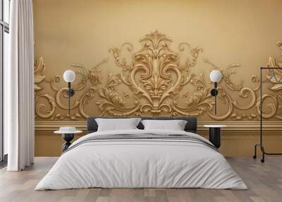 royal background with a gold design on a white wall Wall mural