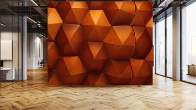 soccer ball textured wallpaper in orange and brown colors Wall mural