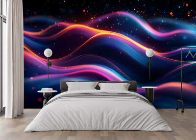 Vibrant waves of light creating an abstract, dynamic visual effect. Wall mural