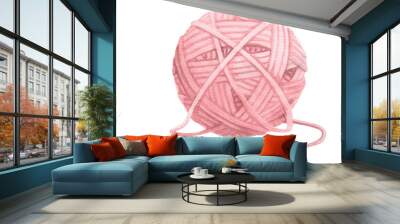 Ball of yarn isolated on white background. Watercolor illustration of yarn Wall mural