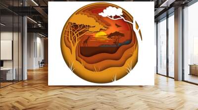 Africa, vector illustration in paper art style Wall mural