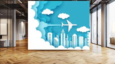 Air flight, vector layered paper cut style illustration Wall mural