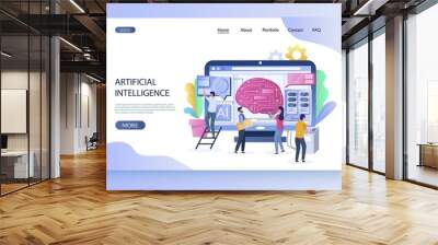 Artificial intelligence vector website landing page design template Wall mural