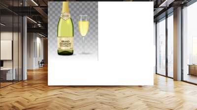 Champagne brand vector bottle and glass design Wall mural