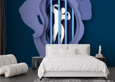 Fat body weight loss to slim man vector Wall mural