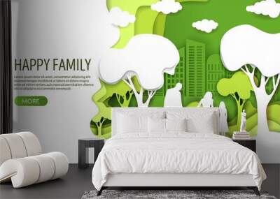 Happy family vector website landing page design template Wall mural