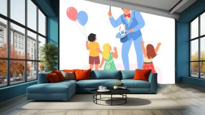 Illusionist making magic show for kids vector illustration Wall mural