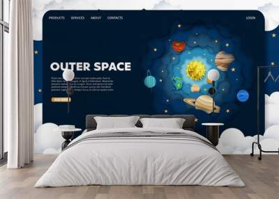 Outer space vector website landing page design template Wall mural