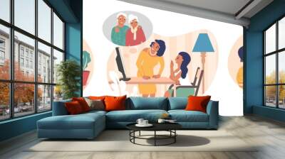 People using video chat app, vector flat isolated illustration Wall mural