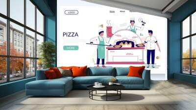 Pizza vector website landing page design template Wall mural