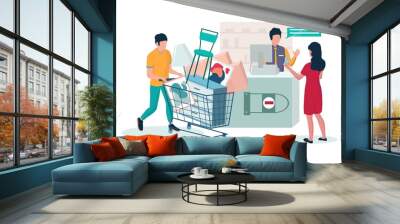 Purchase of furniture vector flat style design illustration Wall mural